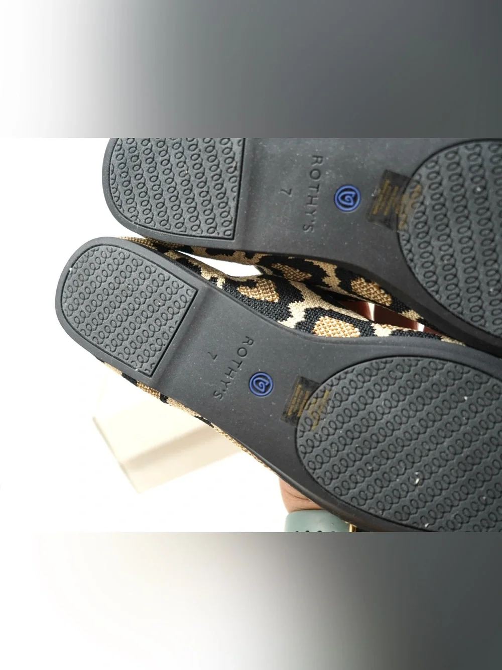 Rothy's The Flat Shoes leopard print round toe slip on ballet flats size 7 NWB